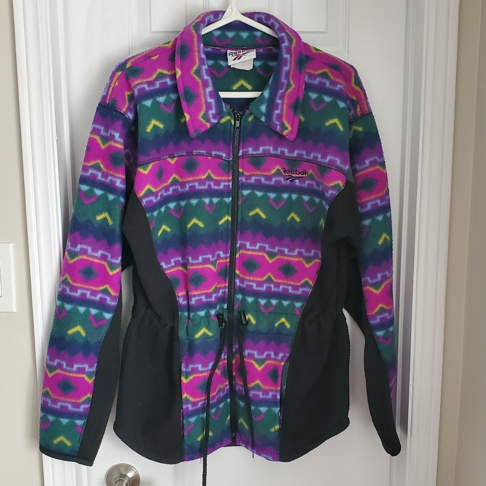 Vintage Reebok GUC Colourful Fleece Jacket